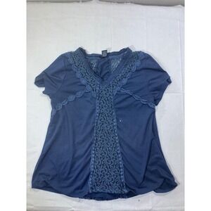 Rue 21 Navy Blue Lace Trim Tunic Top Shirt Womens‎ Size Medium